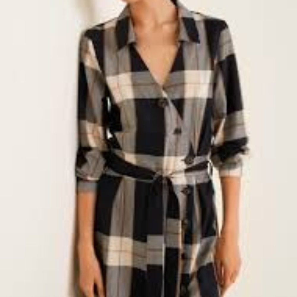 MANGO Buttoned check dress